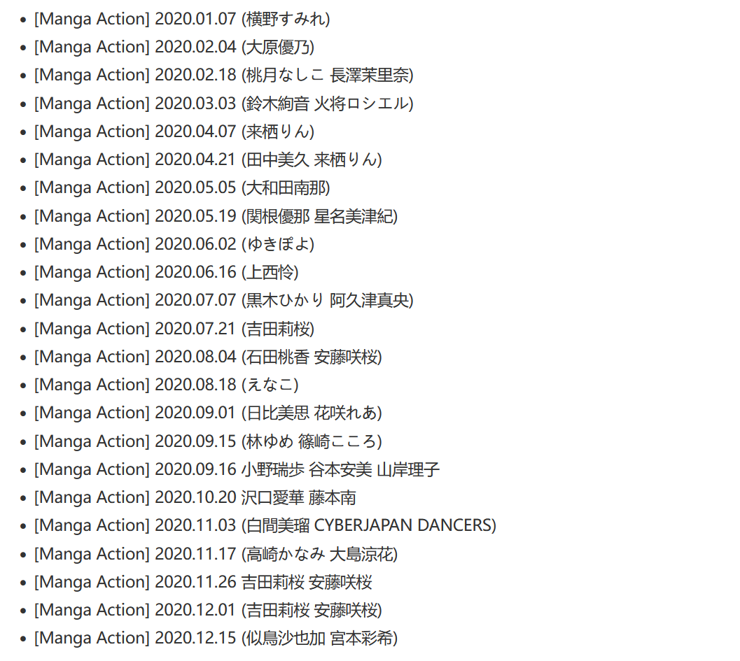 [Manga Action] 2020年写真合集